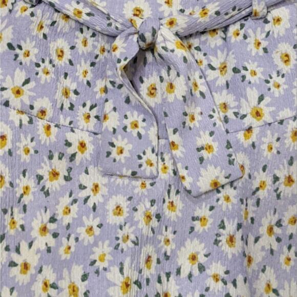 Zara Kids Size 9 Floral Purple and Daisy Flare Skirt Faux Tie Belt Easter Spring - Picture 3 of 6
